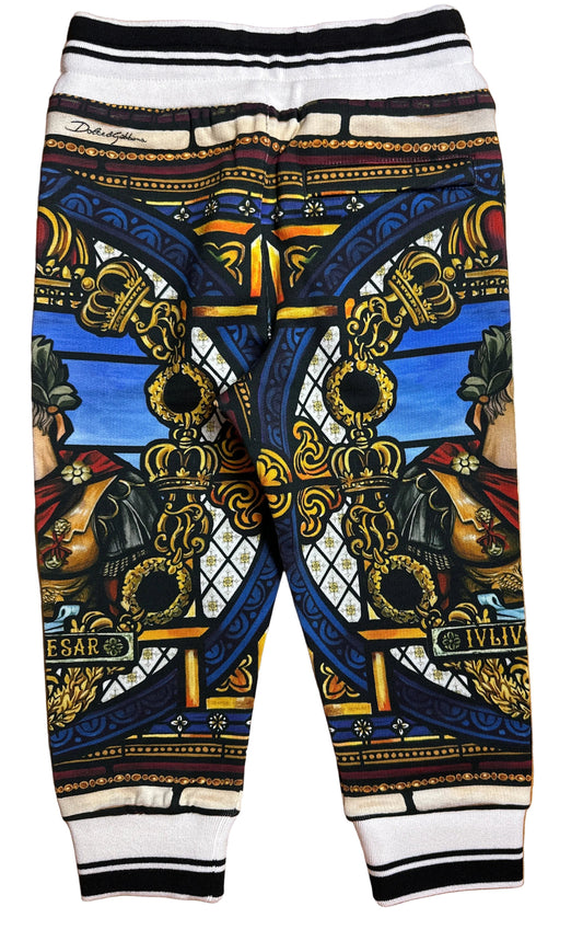 Dolce&Gabbana Designer-Jogginghose, 2 Jahre, mehrfarbig mit Julius-Caesar-Motiv, Rückansicht