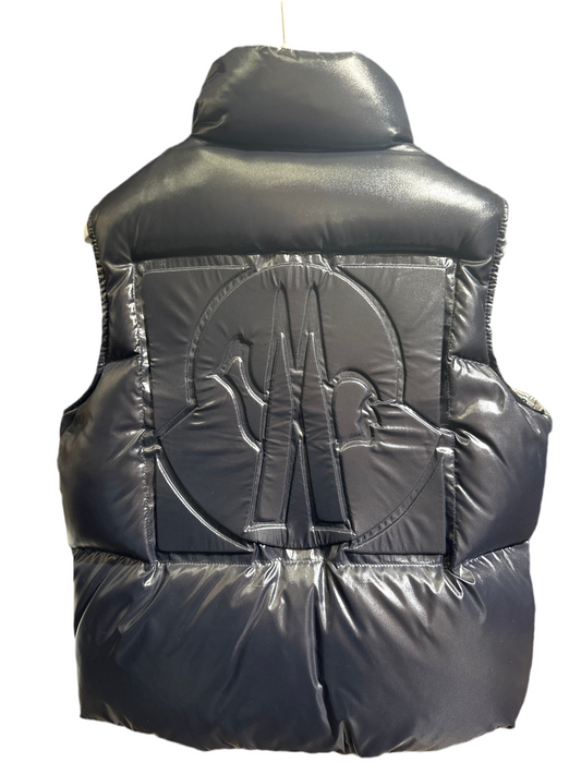 Moncler Designer Daunen Weste 8J/128cm Schwarz Rückansicht Logo