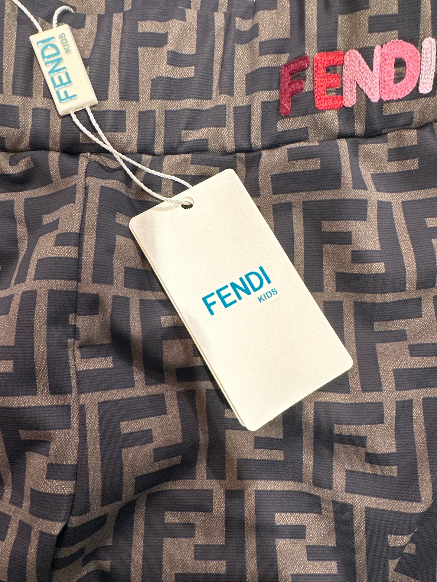 Fendi Legging Mädchen 10J 140cm Braun Etikett
