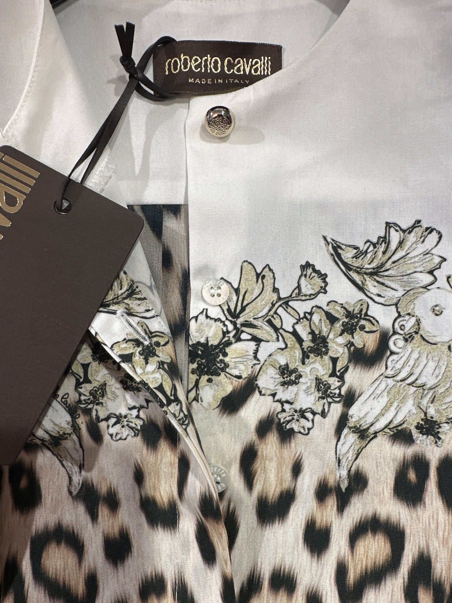 Roberto Cavalli Bluse Mädchen 10-12 Jahre Weiß Leopard Muster
