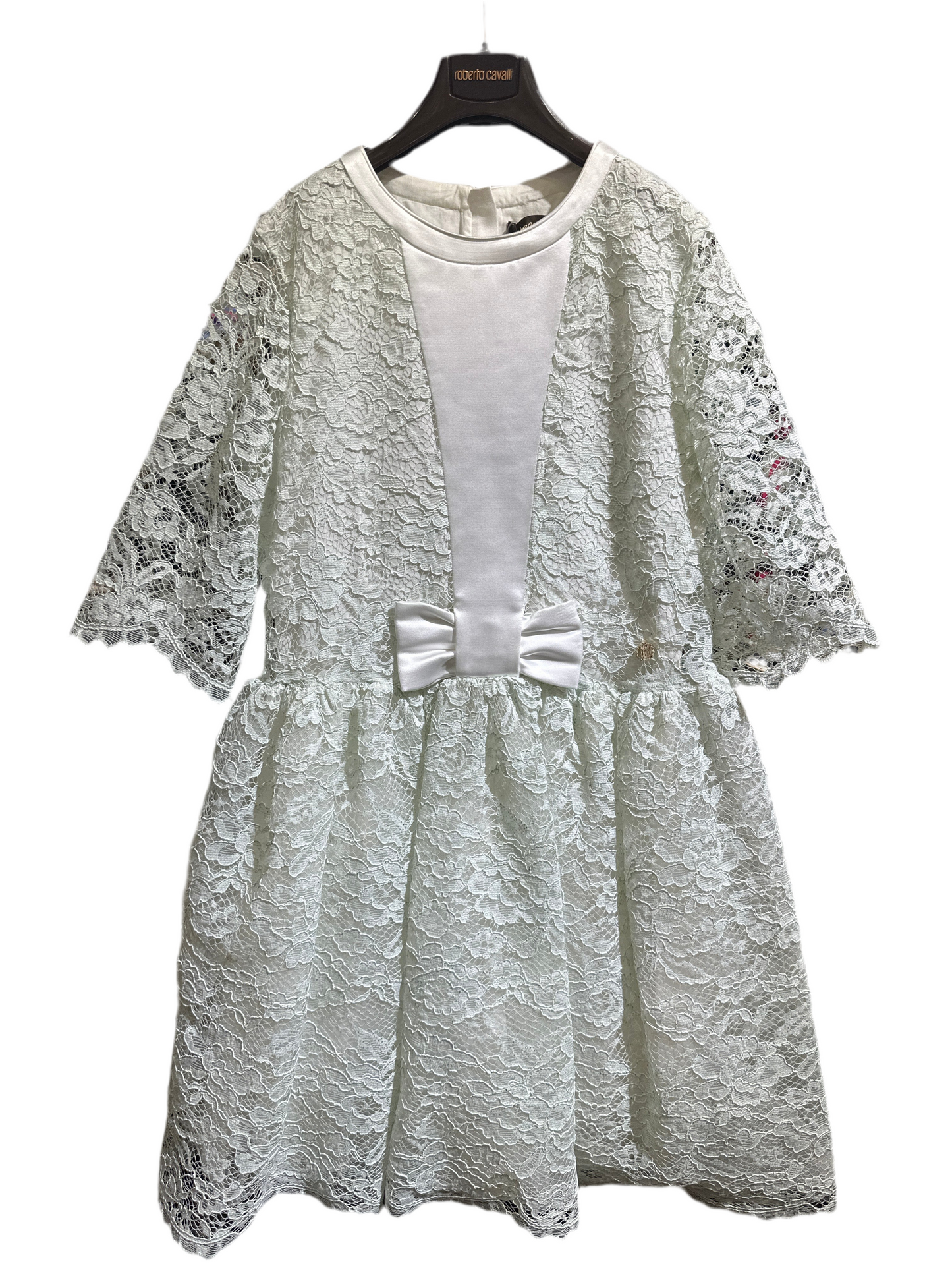 Roberto Cavalli Spitzenkleid Mädchen 12-14J Mintgrün Vorderansicht