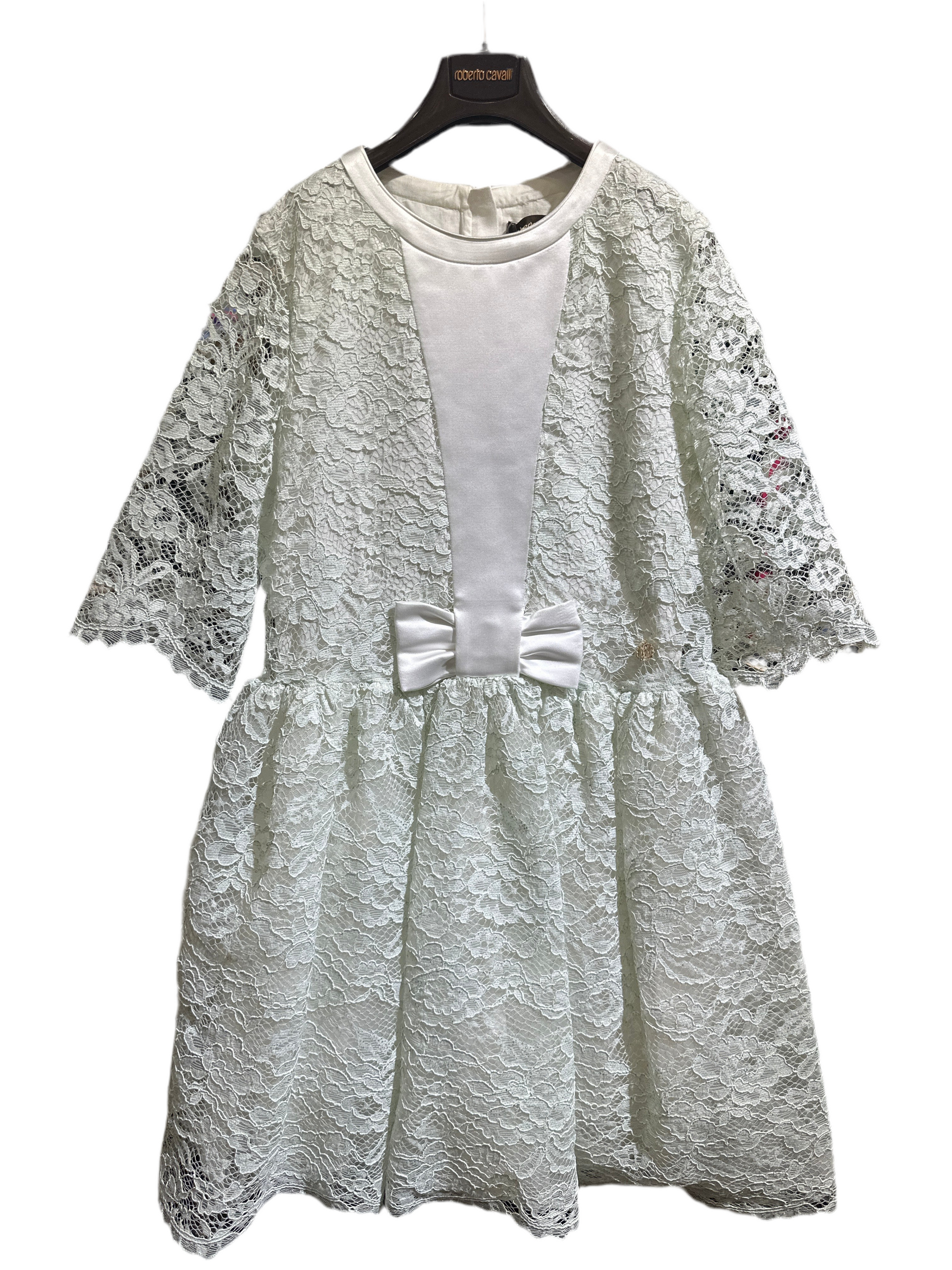 Roberto Cavalli Spitzenkleid Mädchen 12-14J Mintgrün Vorderansicht