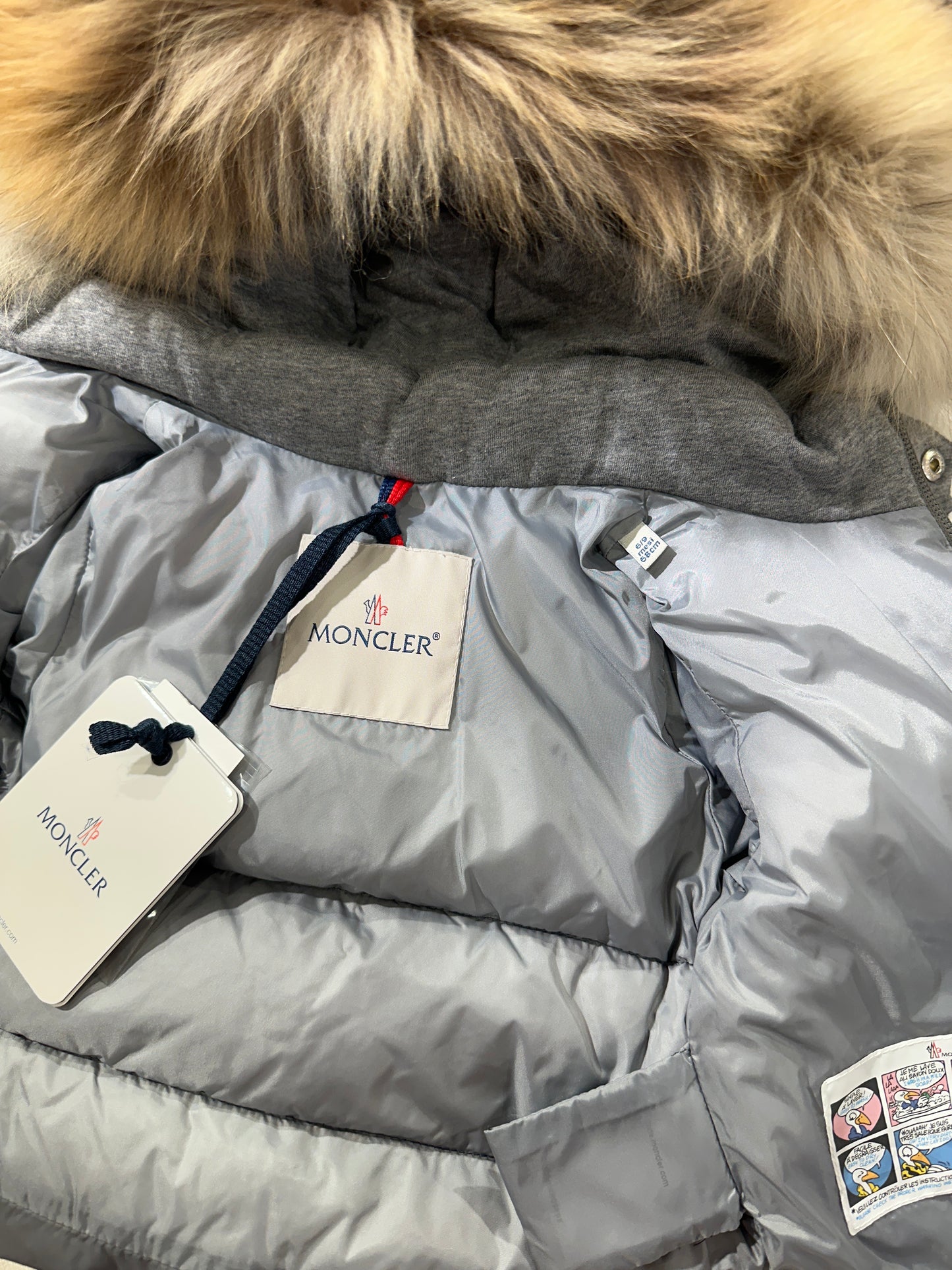 Moncler Baby Daunenanzug Unisex 6-9M 68cm Grau Innenansicht