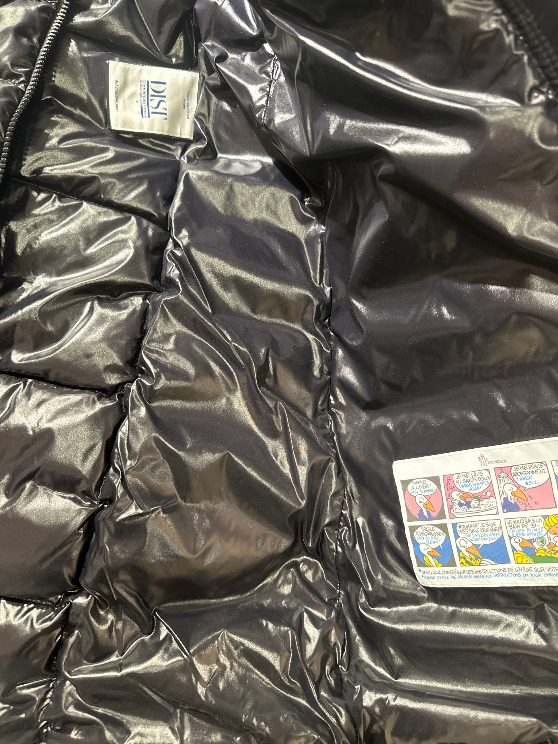 Moncler Designer Daunenmantel Mädchen 12J/152cm Schwarz Innenansicht Etikett