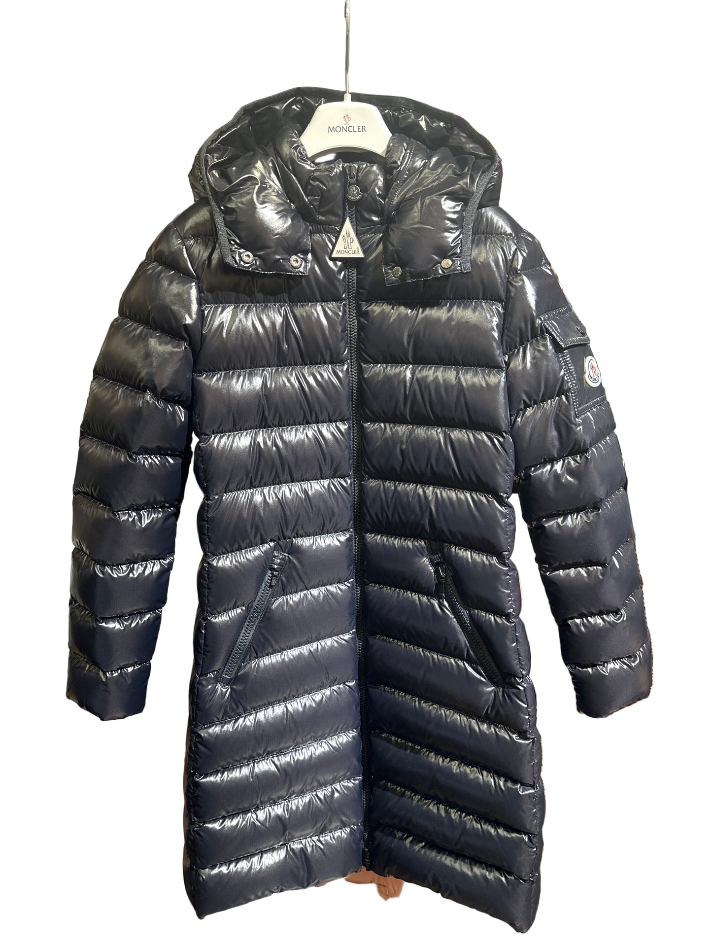 Moncler Designer Daunenmantel Mädchen 12J/152cm Schwarz Vorderansicht