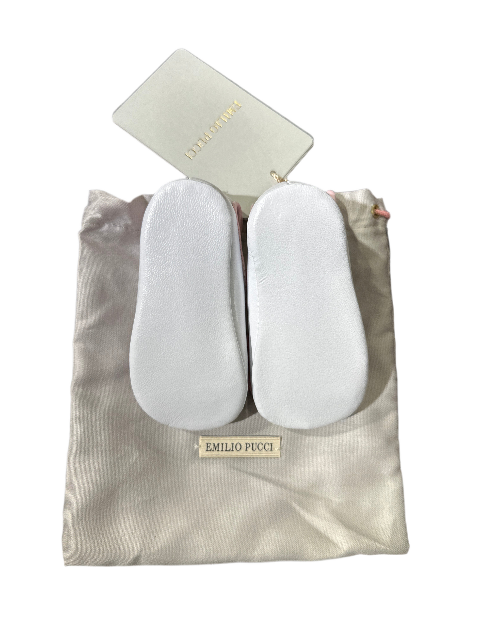 Emilio Pucci Baby Lederschuhe Mädchen 0-3M Weiß/Rosa Sohle