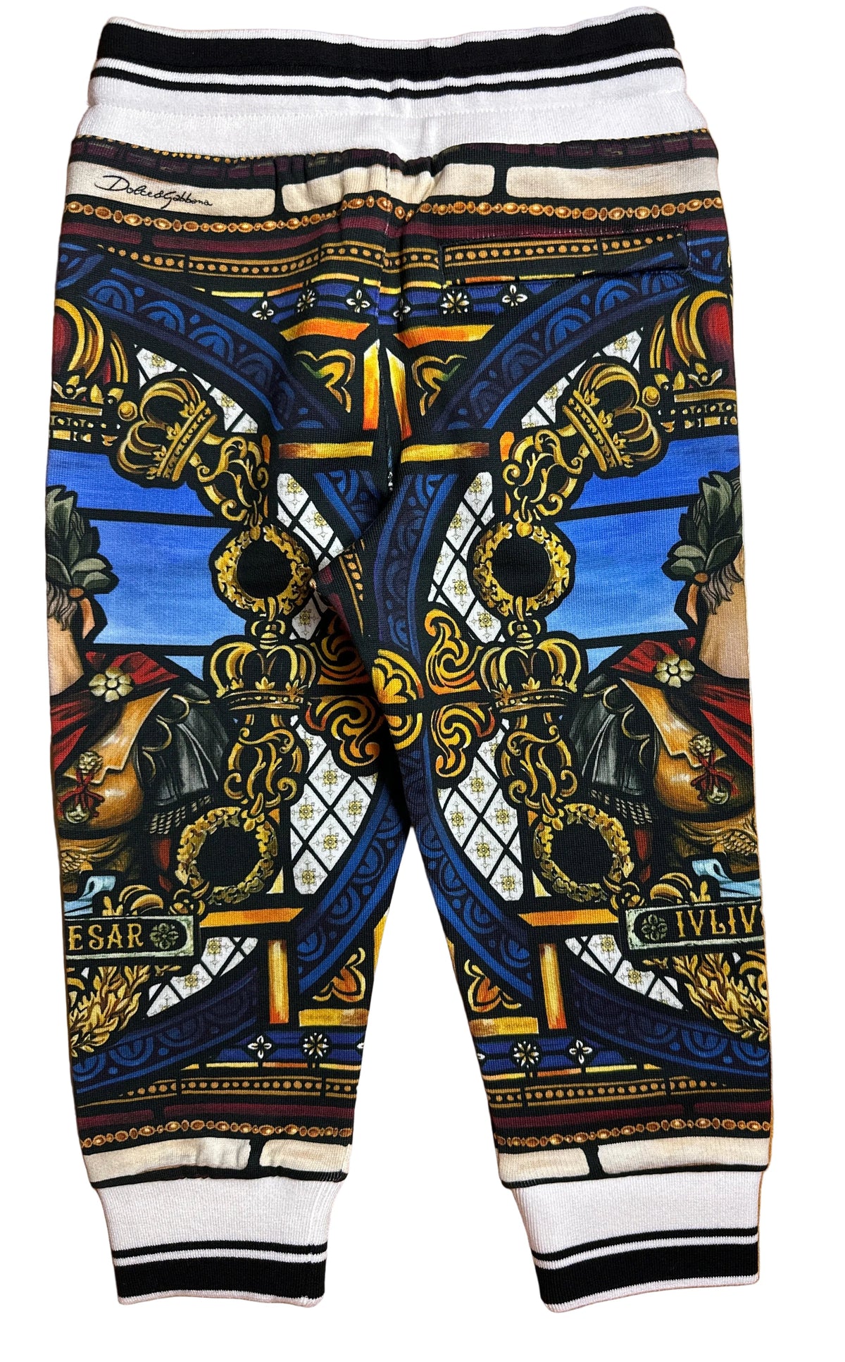 Dolce&Gabbana Designer-Jogginghose, 2 Jahre, mehrfarbig mit Julius-Caesar-Motiv, Rückansicht