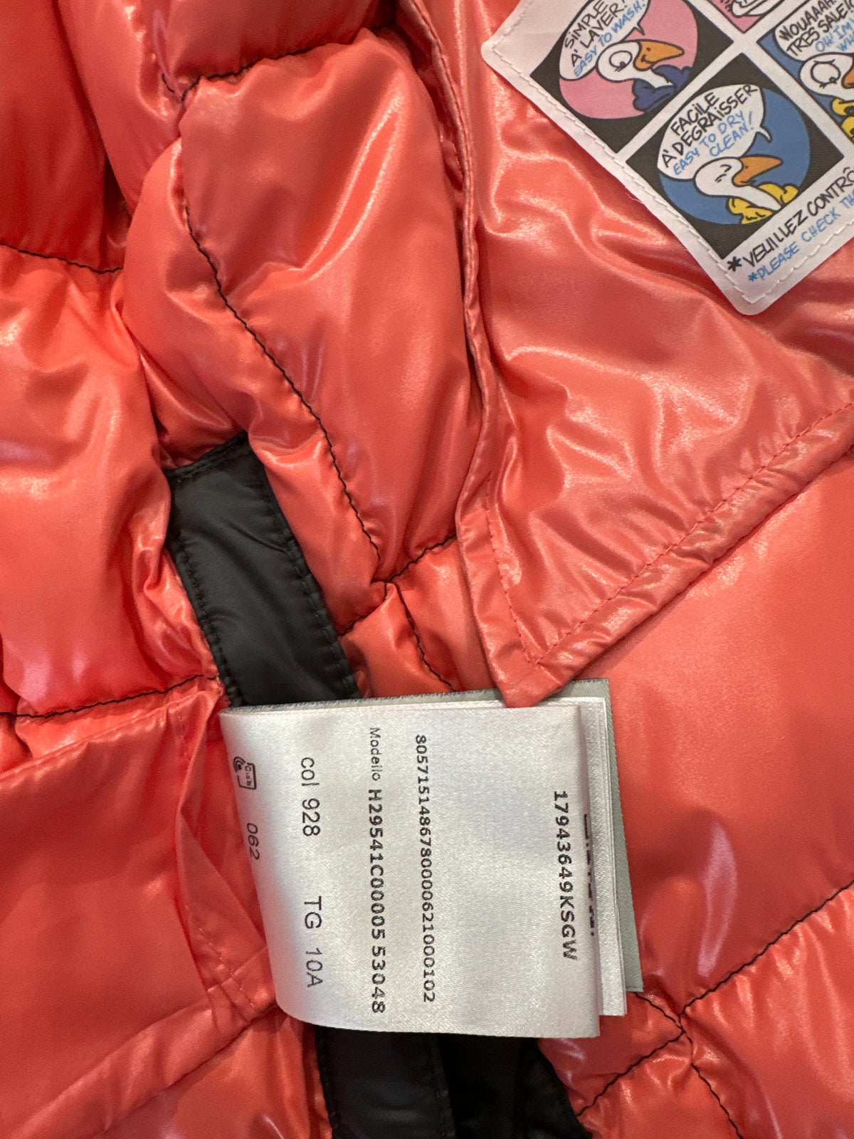 Moncler Designer-Daunenmantel Mädchen Grau/Koralle 10 Jahre, Porduktansicht 6
