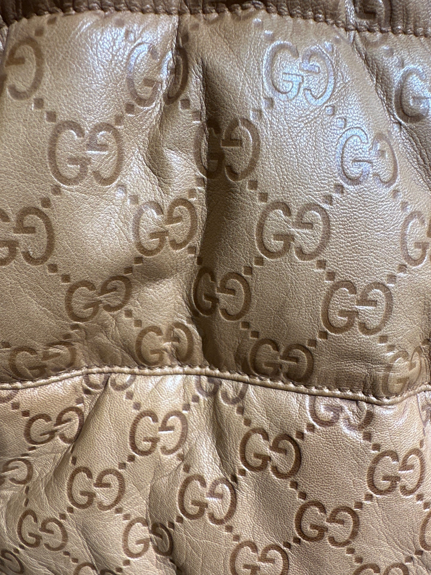 Gucci Lederjacke Unisex 10J 140cm Hellbraun Seitenansicht