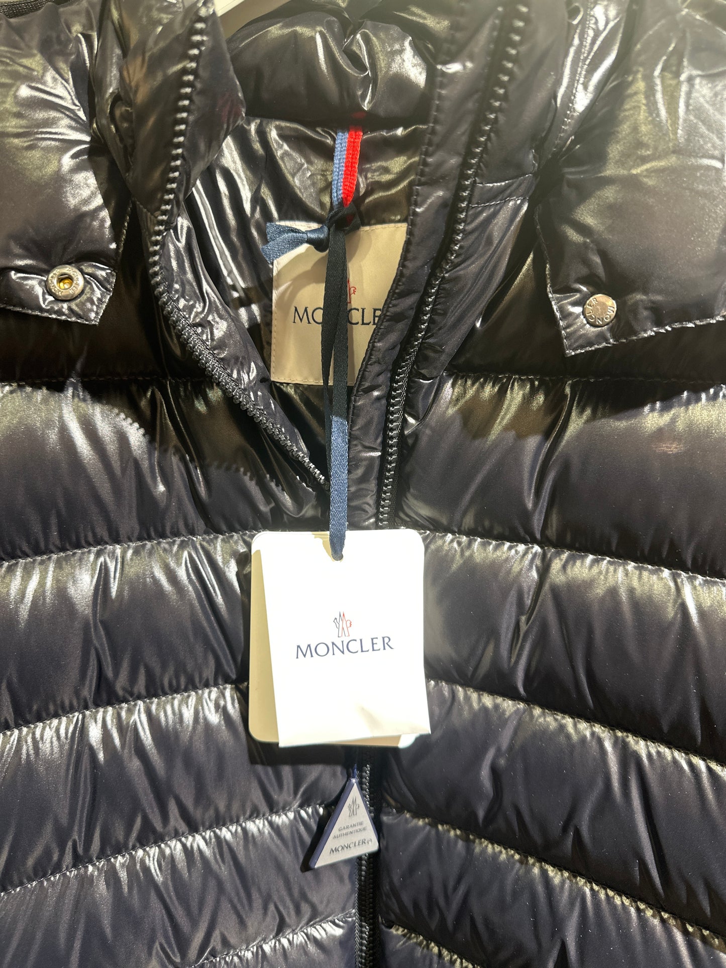Moncler Designer Daunenmantel Mädchen 12J/152cm Schwarz Logo Etikett