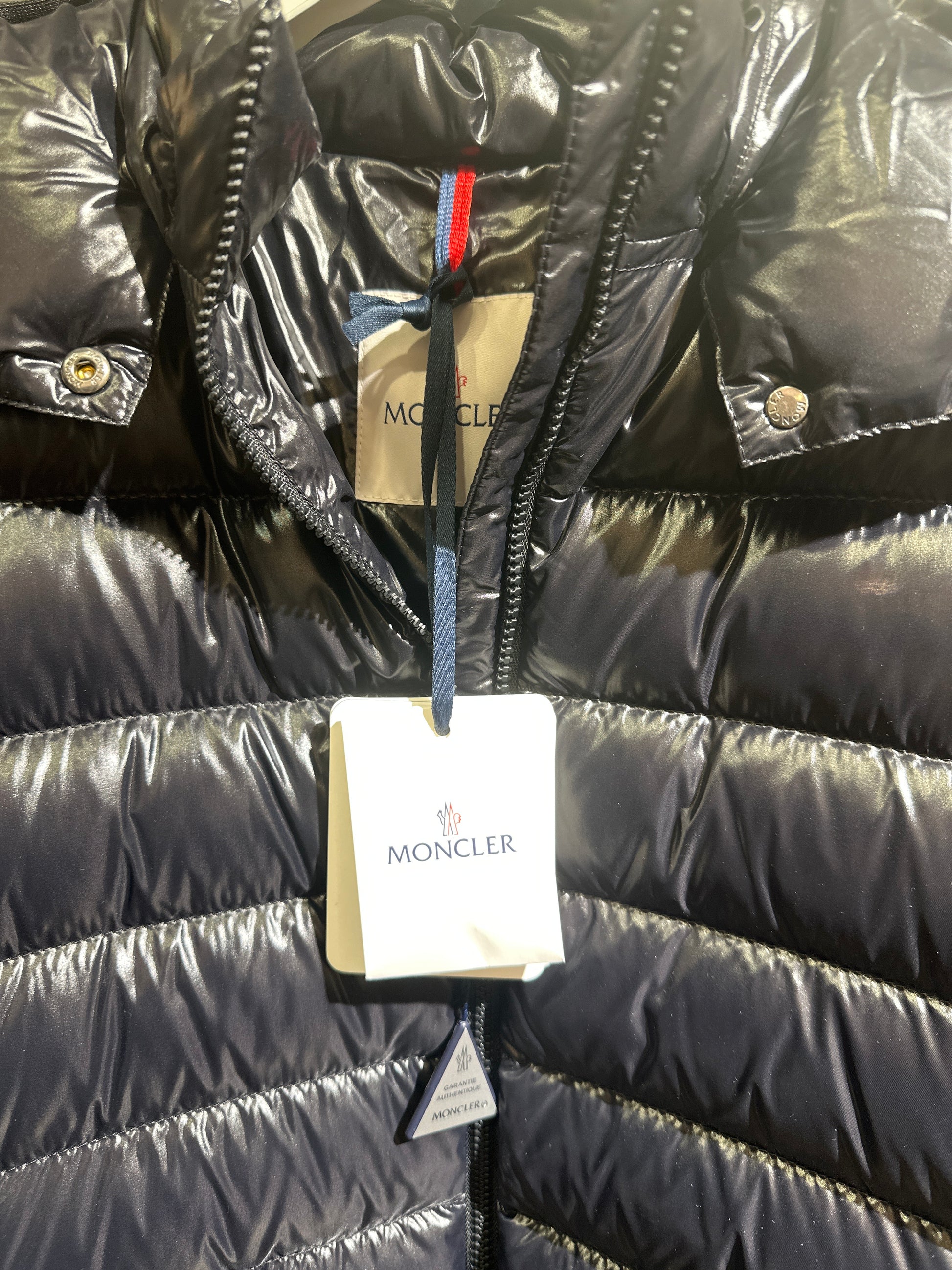 Moncler Designer Daunenmantel Mädchen 12J/152cm Schwarz Logo Etikett