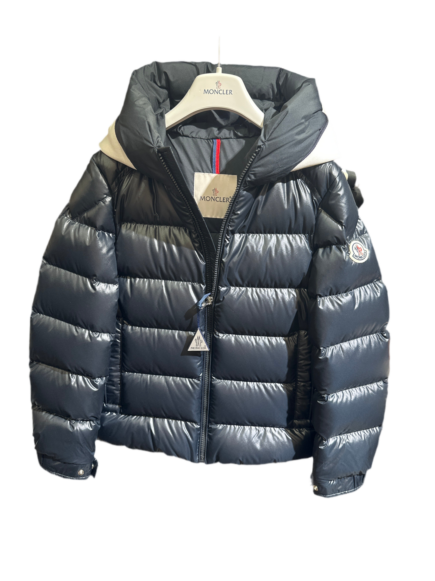 Moncler Daunenjacke Unisex 12J 152cm Dunkelblau/Schwarz Logo