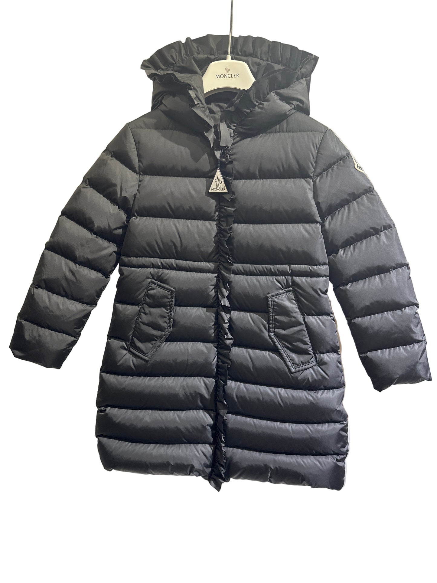 Moncler Daunenmantel Mädchen 8J 128cm Grau Vorderansicht