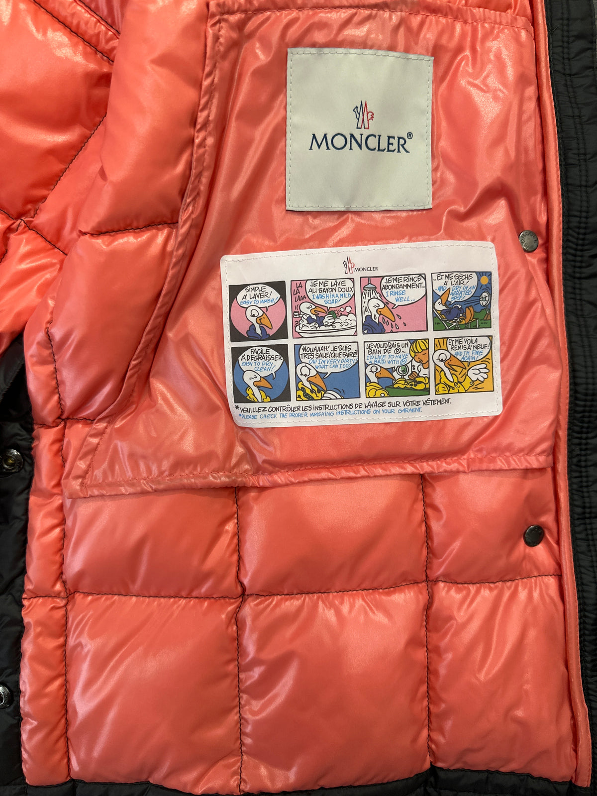 Moncler Designer-Daunenmantel Mädchen Grau/Koralle 10 Jahre, Produktansicht 4