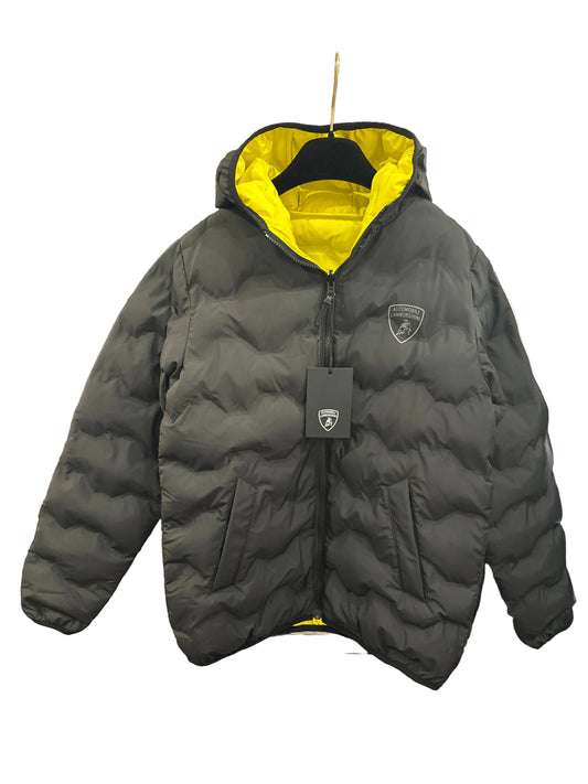 Lamborghini Designer-Wendejacke Unisex, 14 Jahre / 164 cm, Schwarz/Neongelb, Vorderansicht