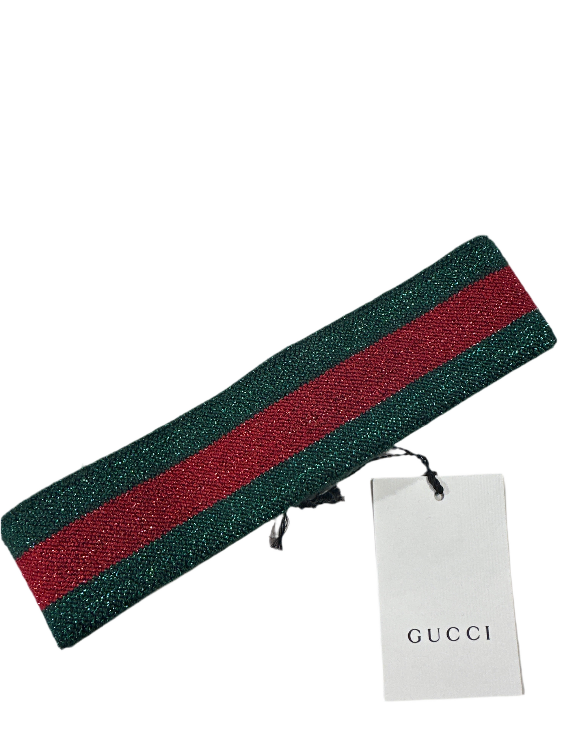 Gucci Stirnband Stretch Unisex L 56cm Grün/Rot Etikett
