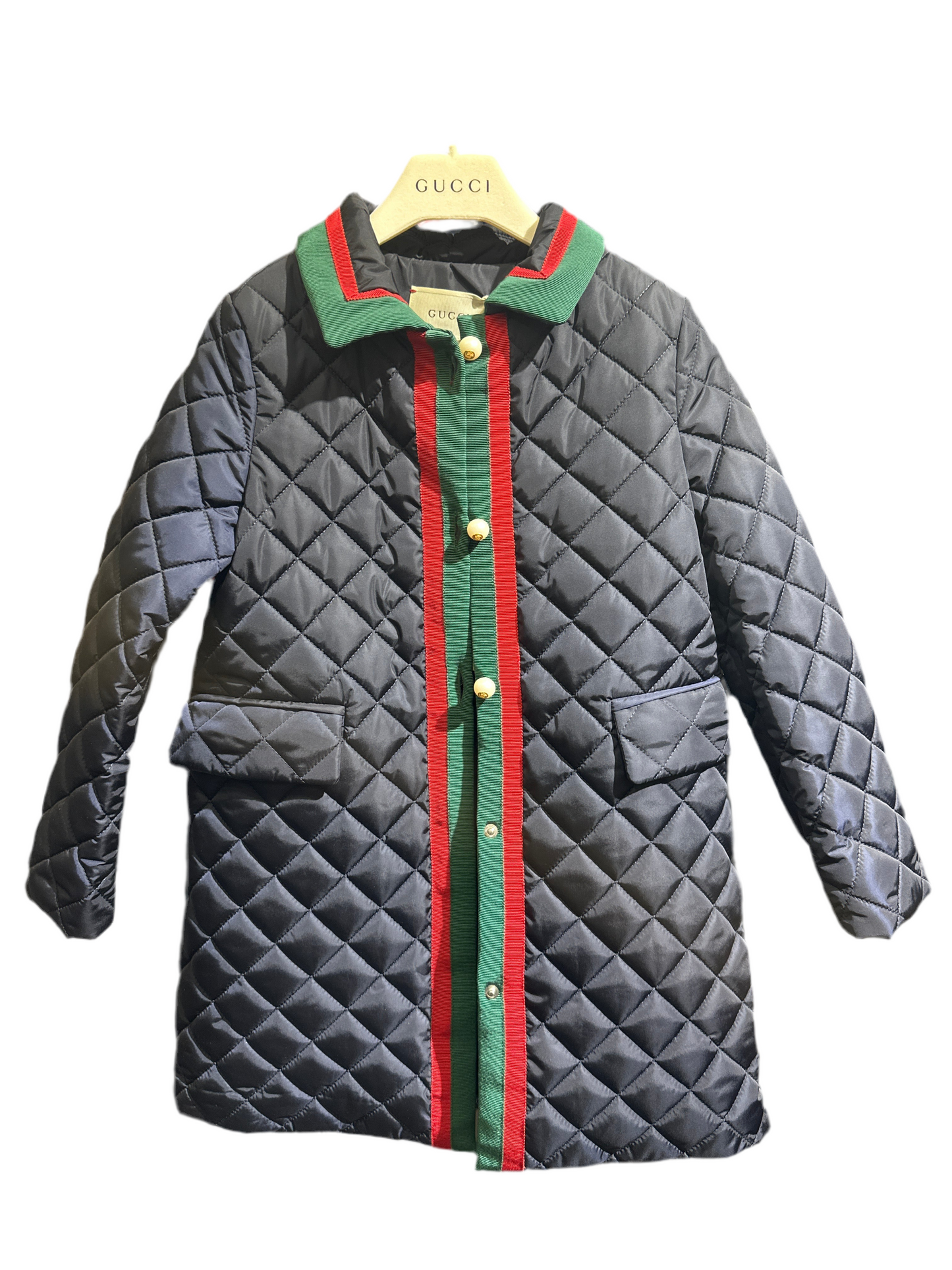 Gucci Designer Mantel Mädchen 6J/116cm Blau Detailansicht Knöpfe