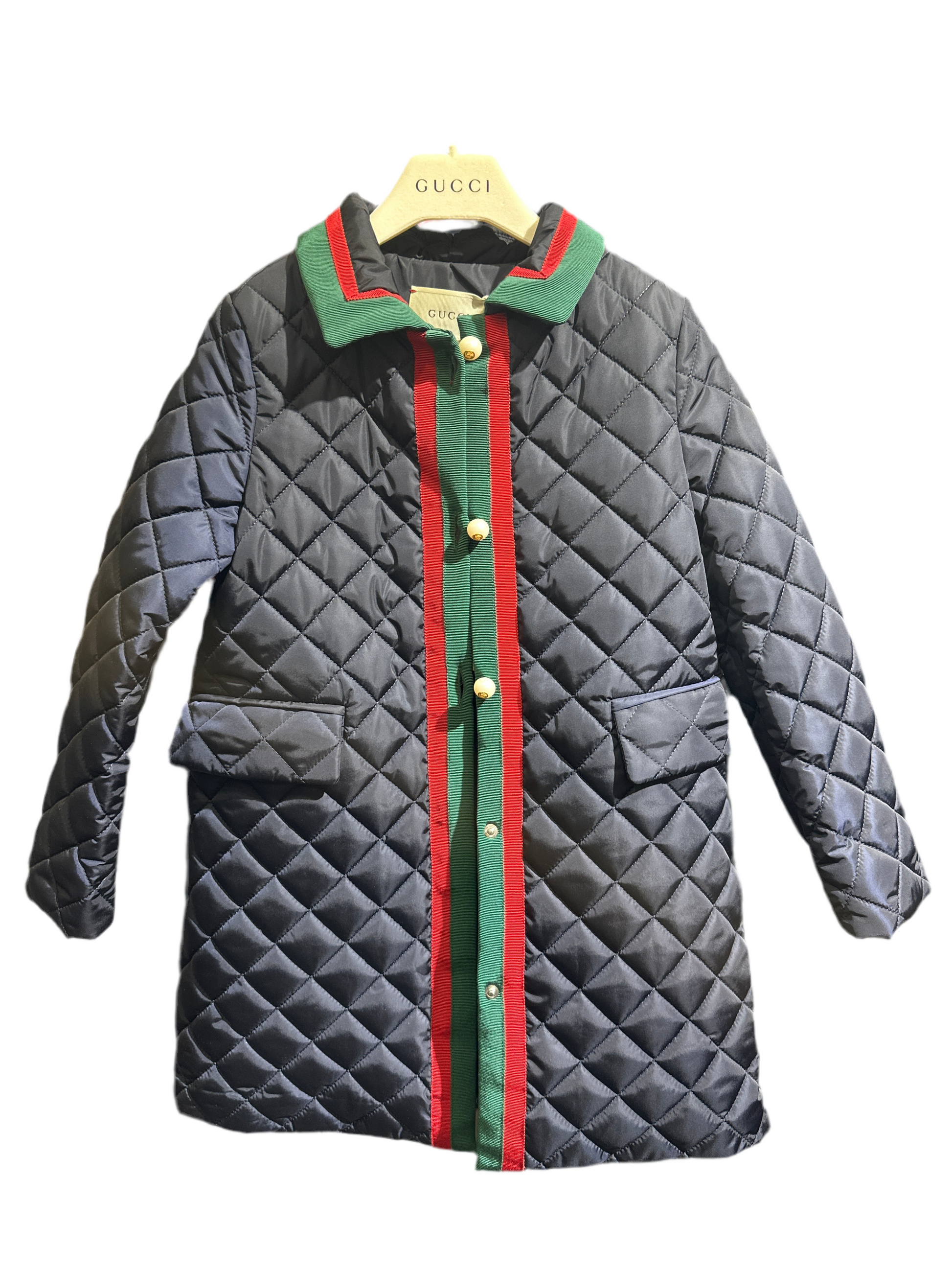 Gucci Designer Mantel Mädchen 6J/116cm Blau Detailansicht Knöpfe