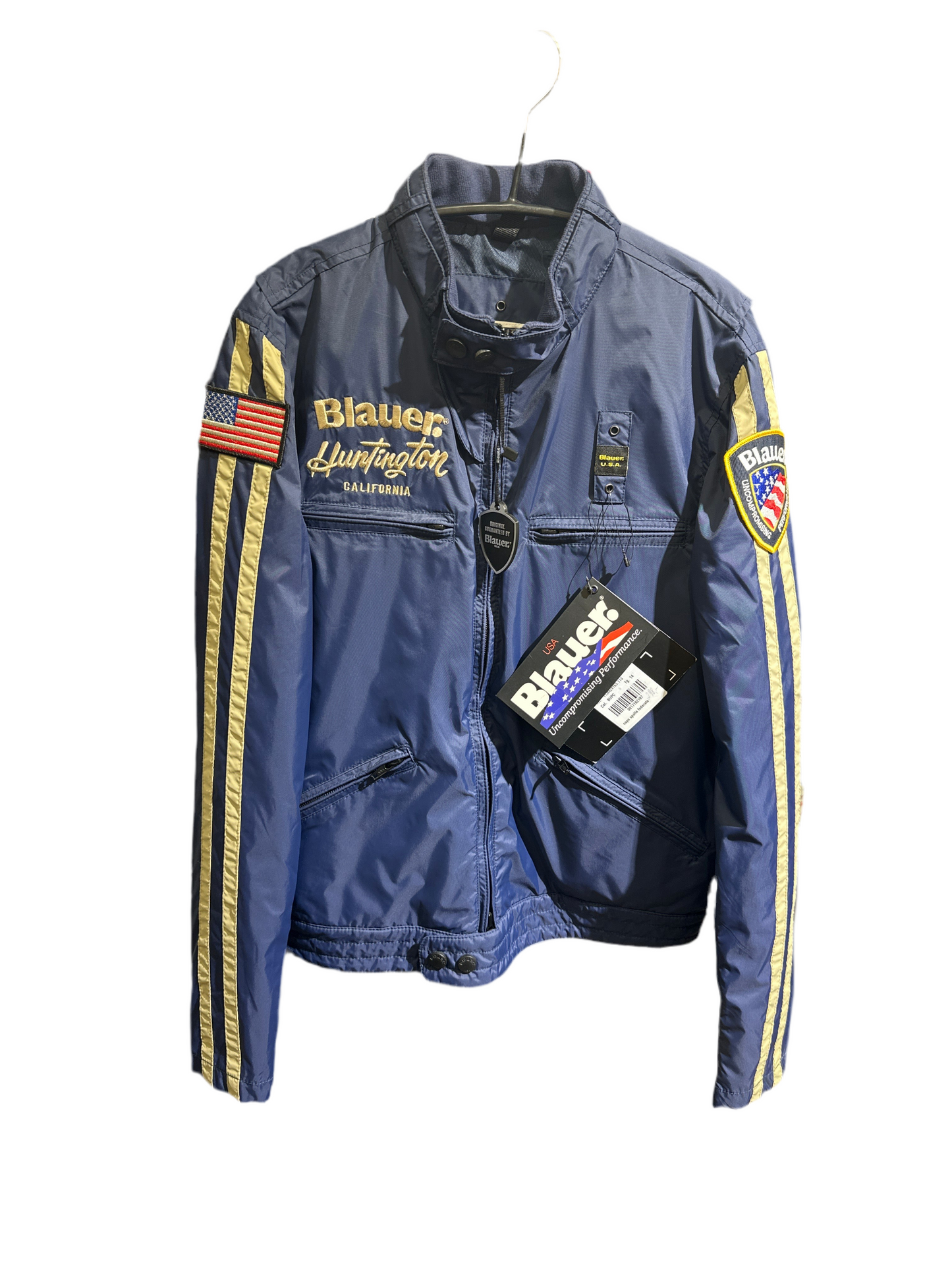 Blauer Designer Jacke Unisex 14J/164cm Blau Vorderansicht