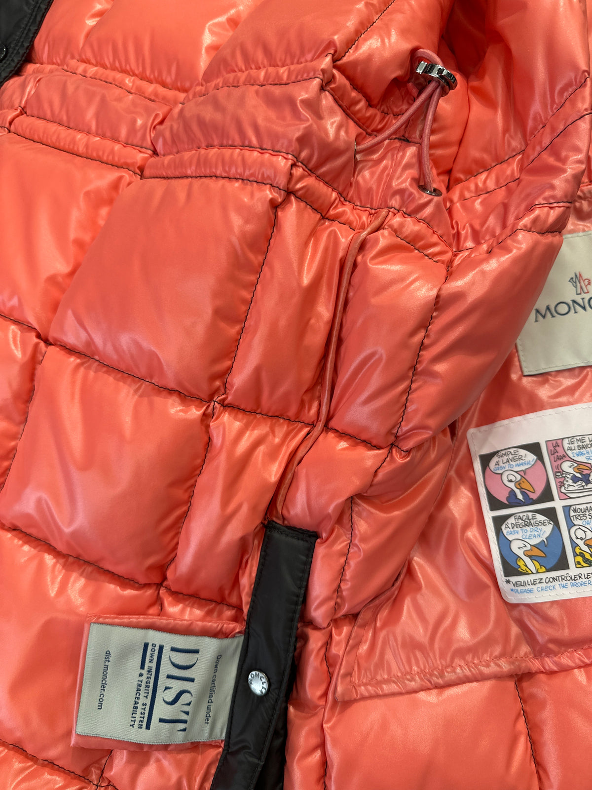 Moncler Designer-Daunenmantel Mädchen Grau/Koralle 10 Jahre, Produktansicht 5