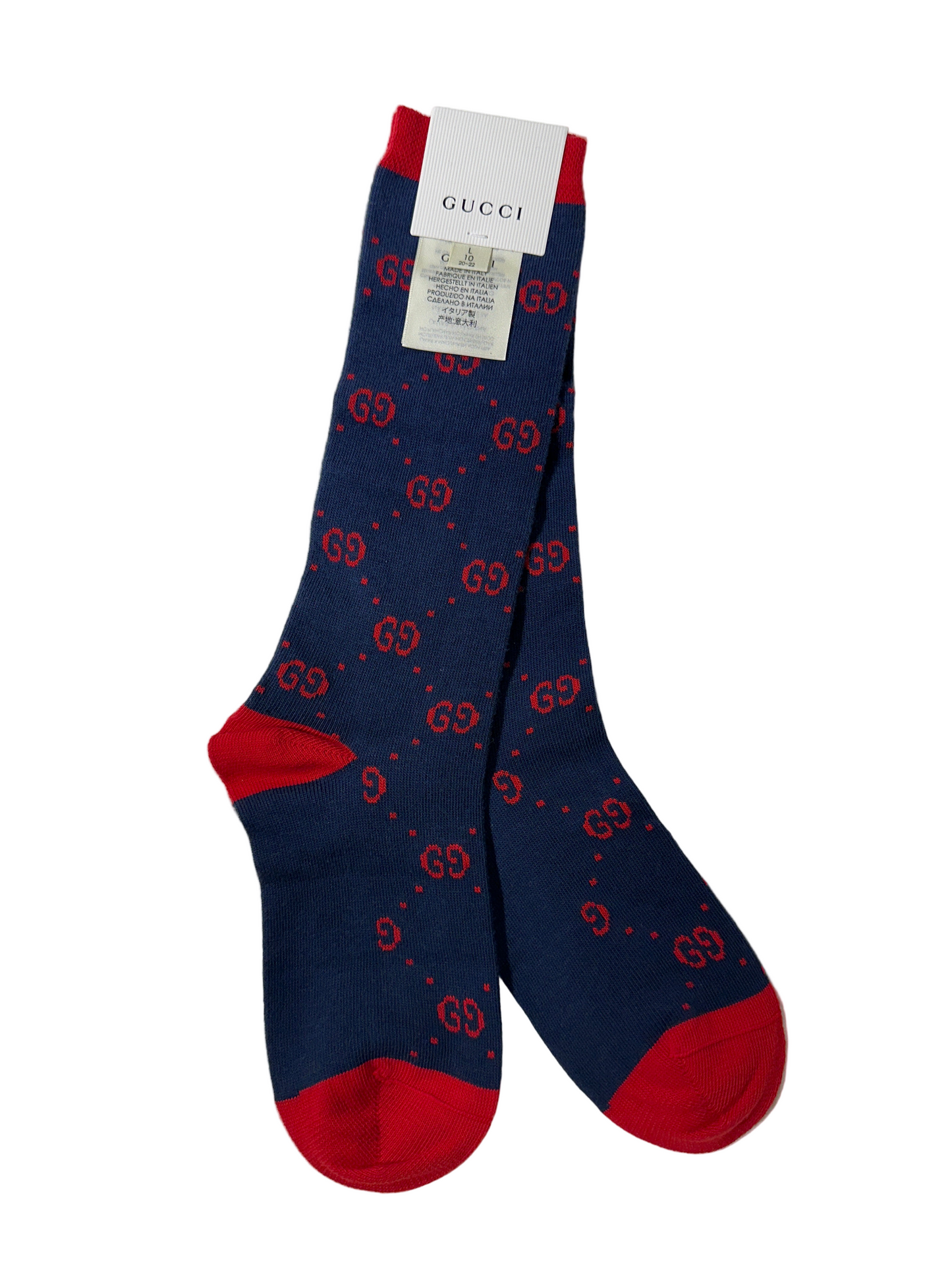 Gucci Socken Unisex 10J 20-22cm Blau/Rot Vorderansicht