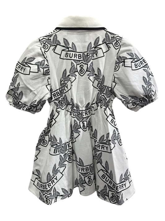Burberry Kleid Mädchen 3J 98cm Weiß/Schwarz Rückenansicht