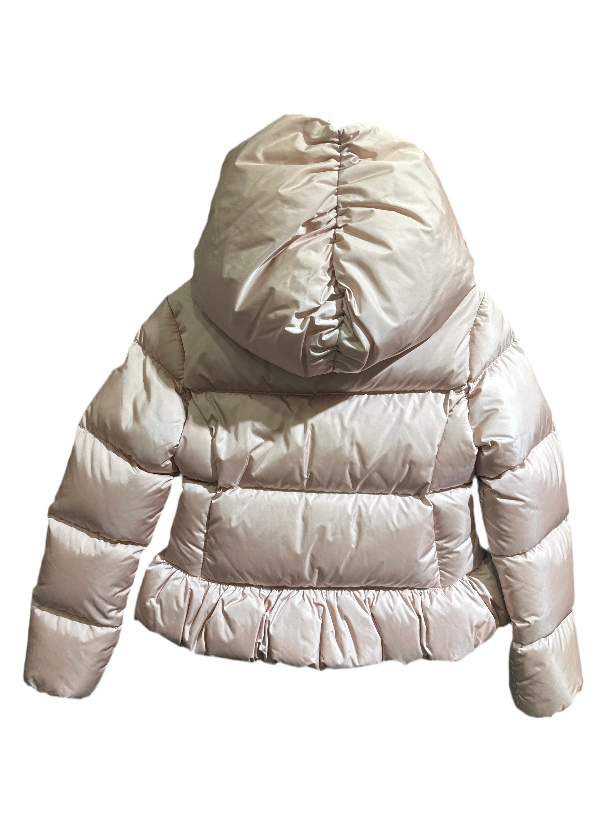 Moncler Daunen Jacke Mädchen 10 Jahre Rose Kapuze Rückansicht