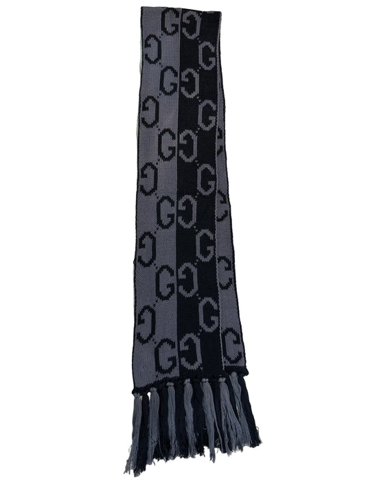 Gucci Designer- Strickschal in Schwarz/Grau, 17 x 179 cm, leichten Farbfehler, Gesamtansicht andere Seite