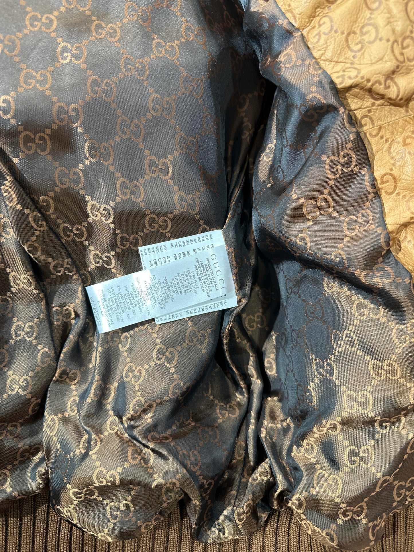 Gucci Lederjacke Unisex 10J 140cm Hellbraun Logo