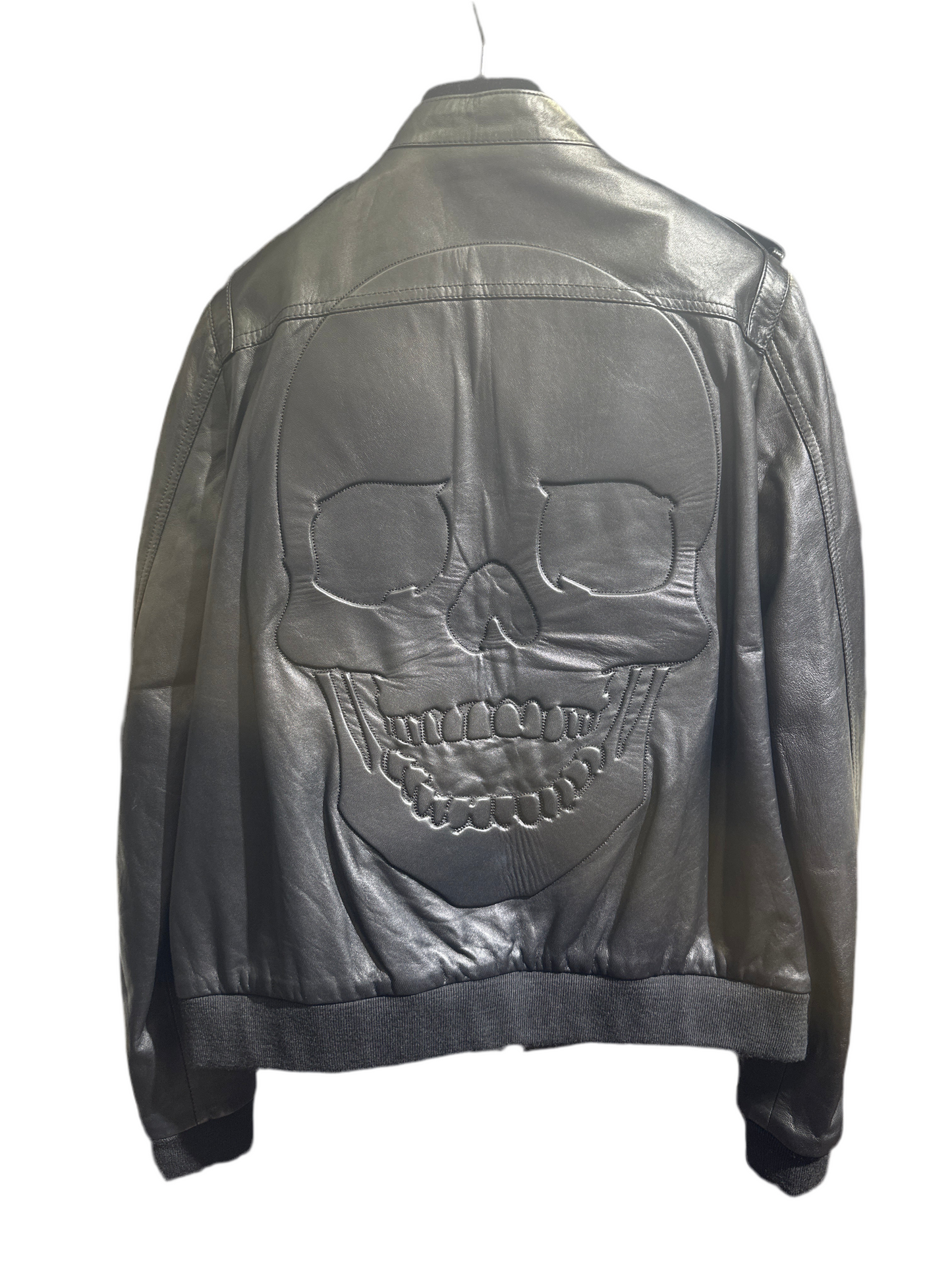 Philipp Plein Lederjacke Unisex 14 Jahre Schwarz Rückansicht