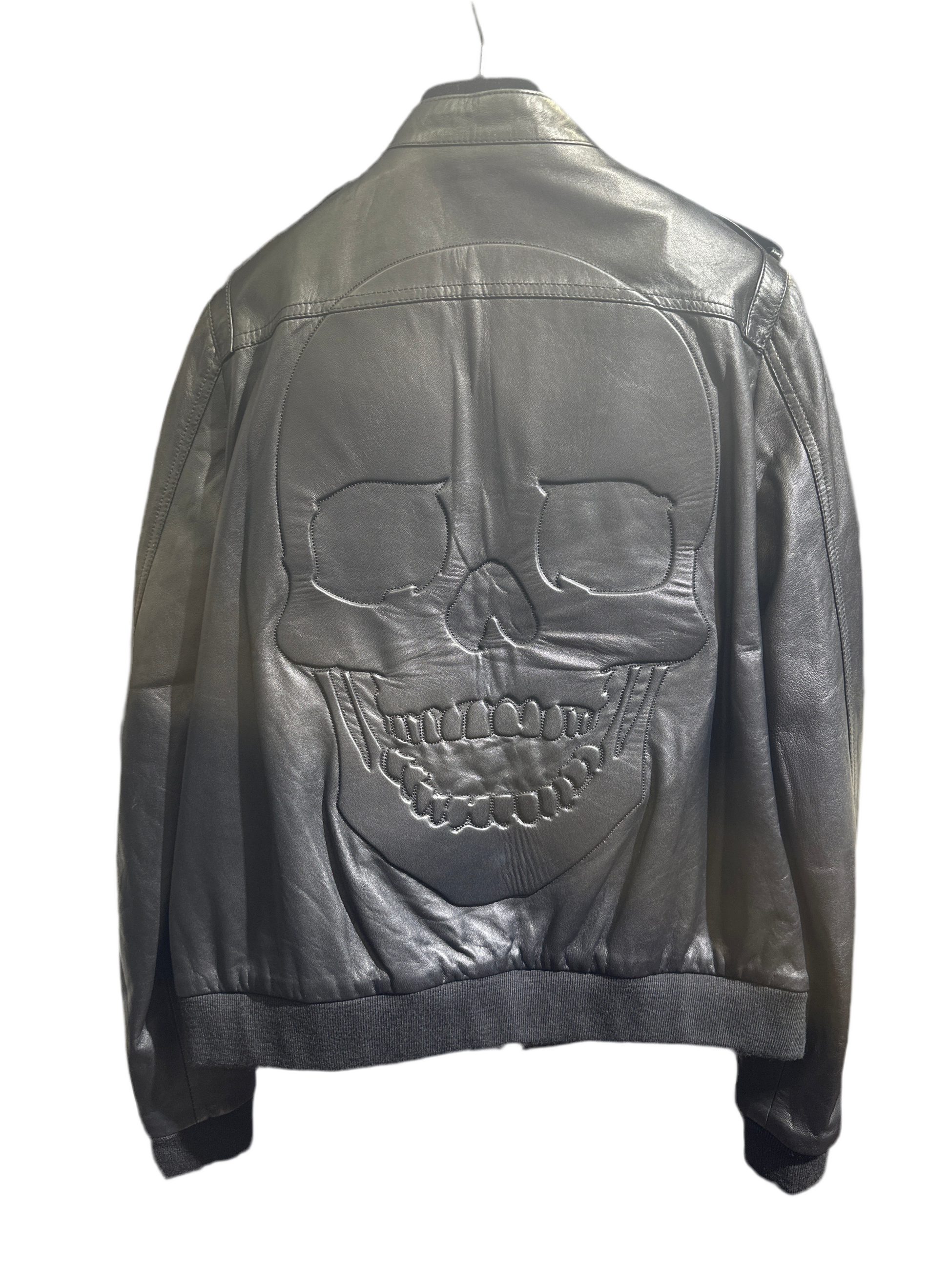 Philipp Plein Lederjacke Unisex 14 Jahre Schwarz Rückansicht
