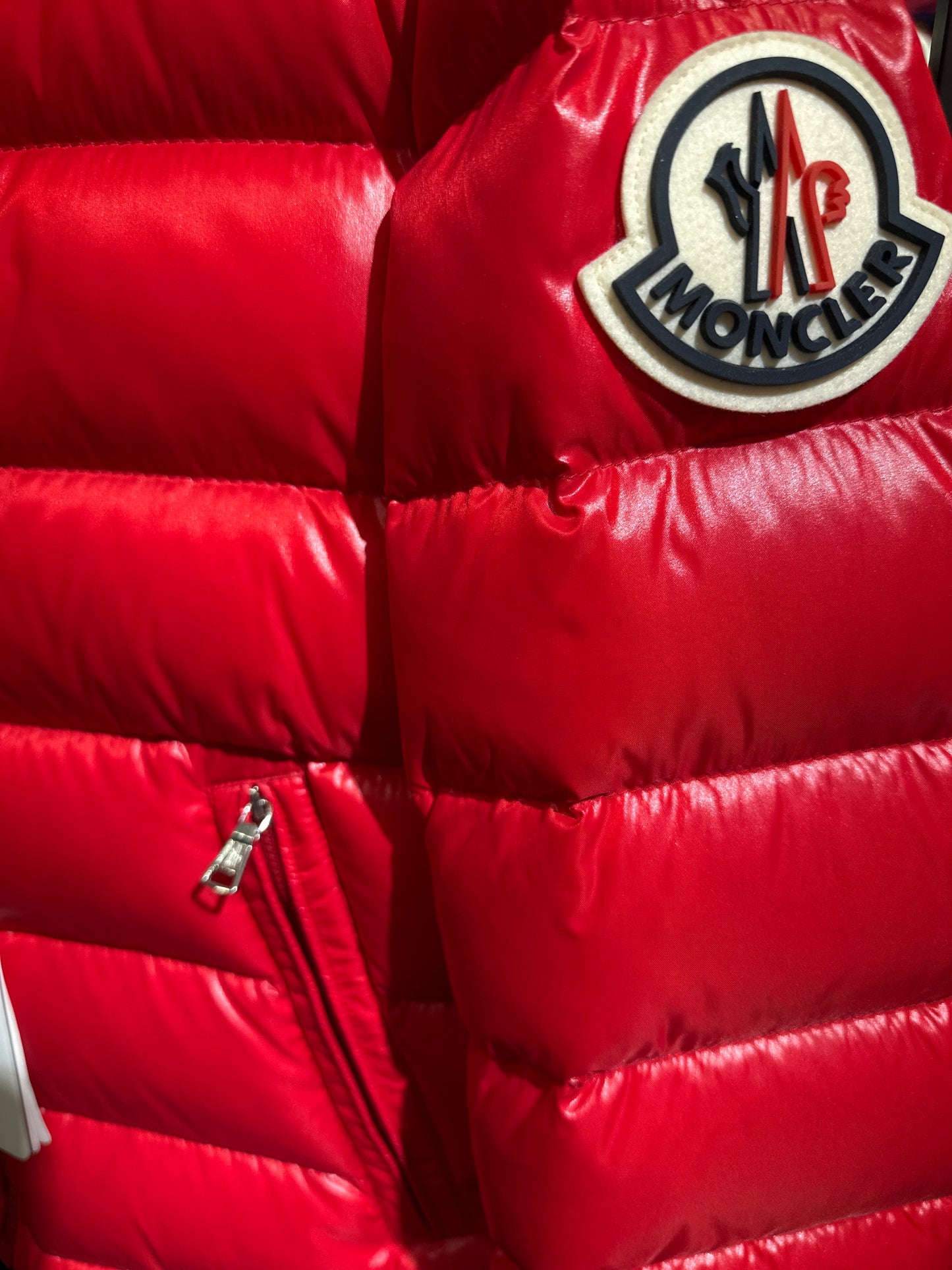 Moncler Daunen Jacke Unisex 12 Jahre Rot Logo