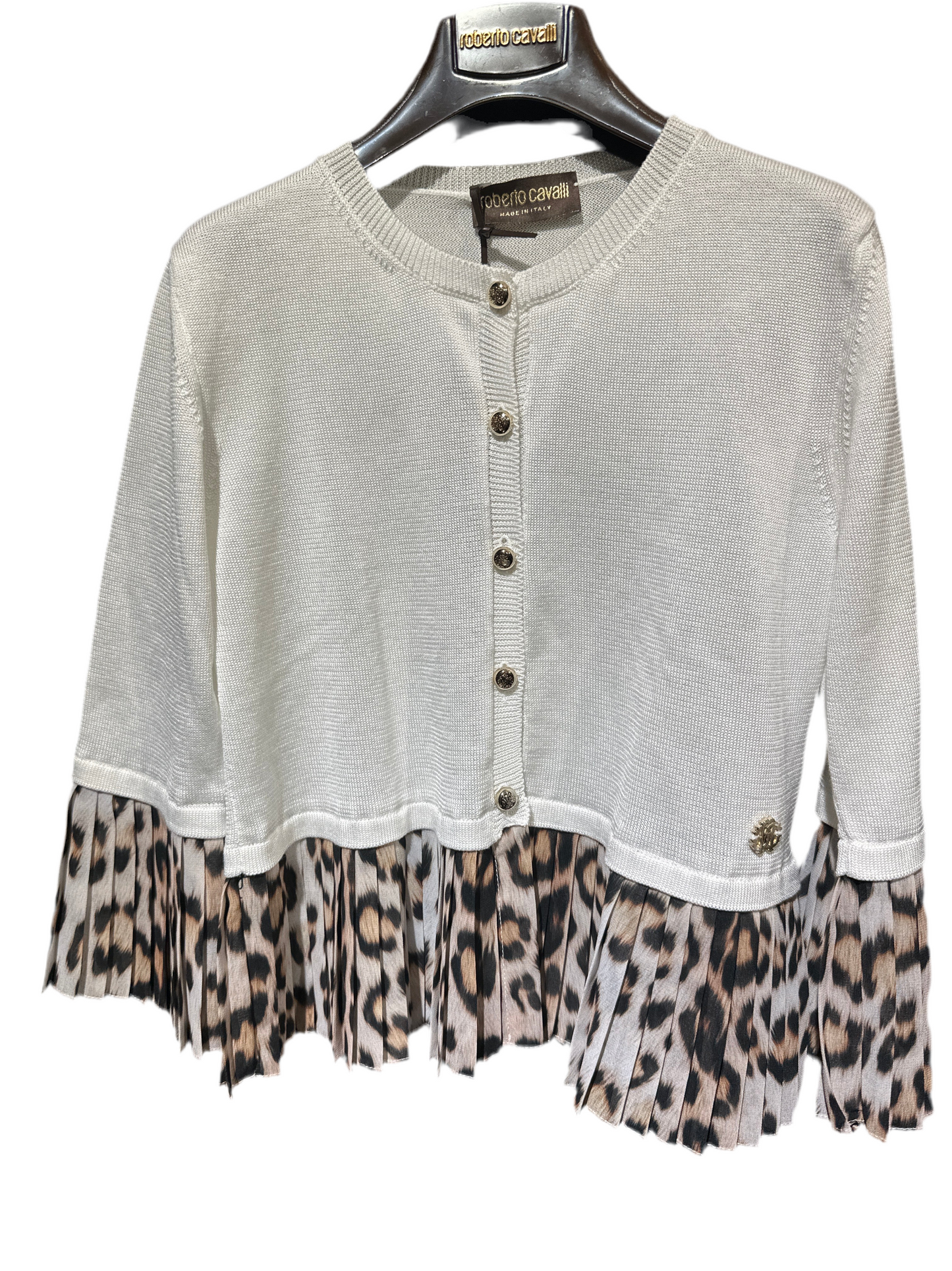 Roberto Cavalli Jacke Mädchen 10-12J Weiß/Beige Vorderansicht