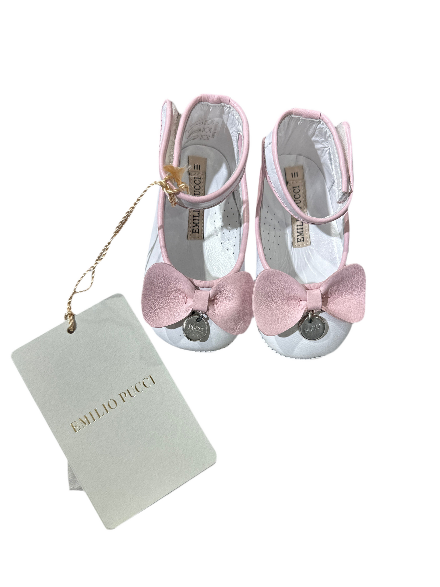 Emilio Pucci Baby Lederschuhe Mädchen 0-3M Weiß/Rosa Ansicht