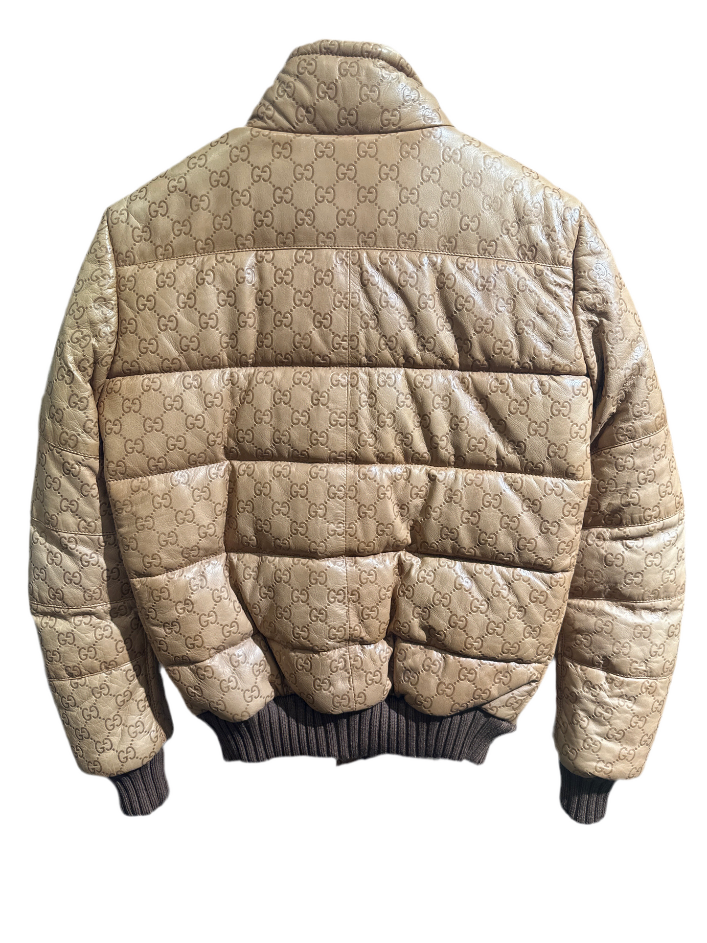 Gucci Lederjacke Unisex 10J 140cm Hellbraun Rückansicht