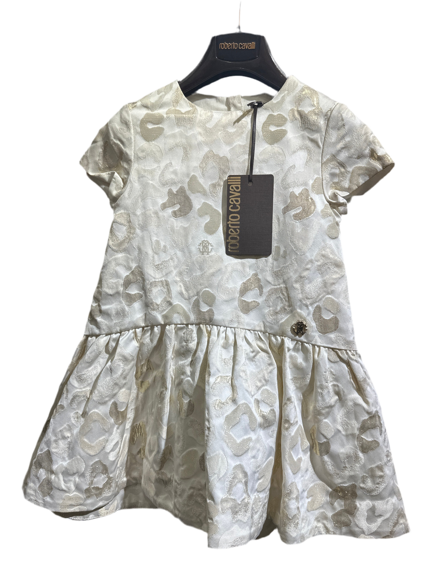 Roberto Cavalli Designer Kleid Mädchen 4J/104cm Beige Vorderansicht