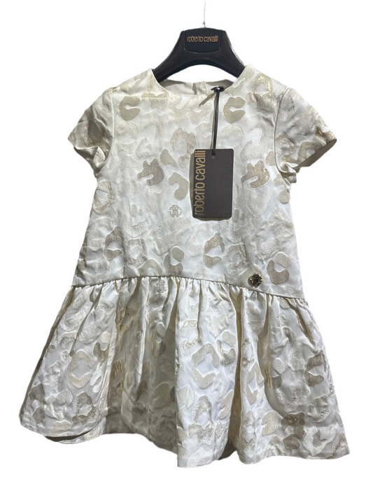 Roberto Cavalli Designer Kleid Mädchen 4J/104cm Beige Vorderansicht