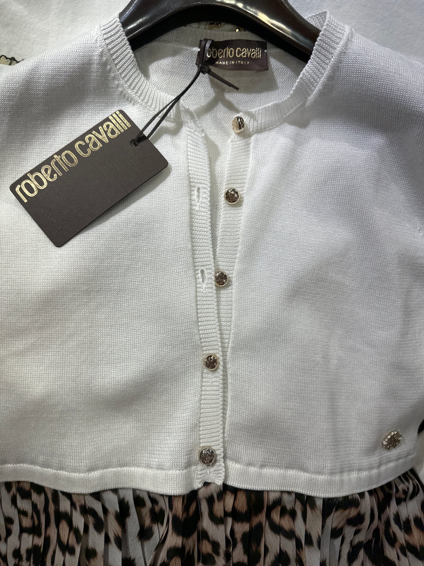 Roberto Cavalli Jacke Mädchen 10-12J Weiß/Beige Goldknöpfe