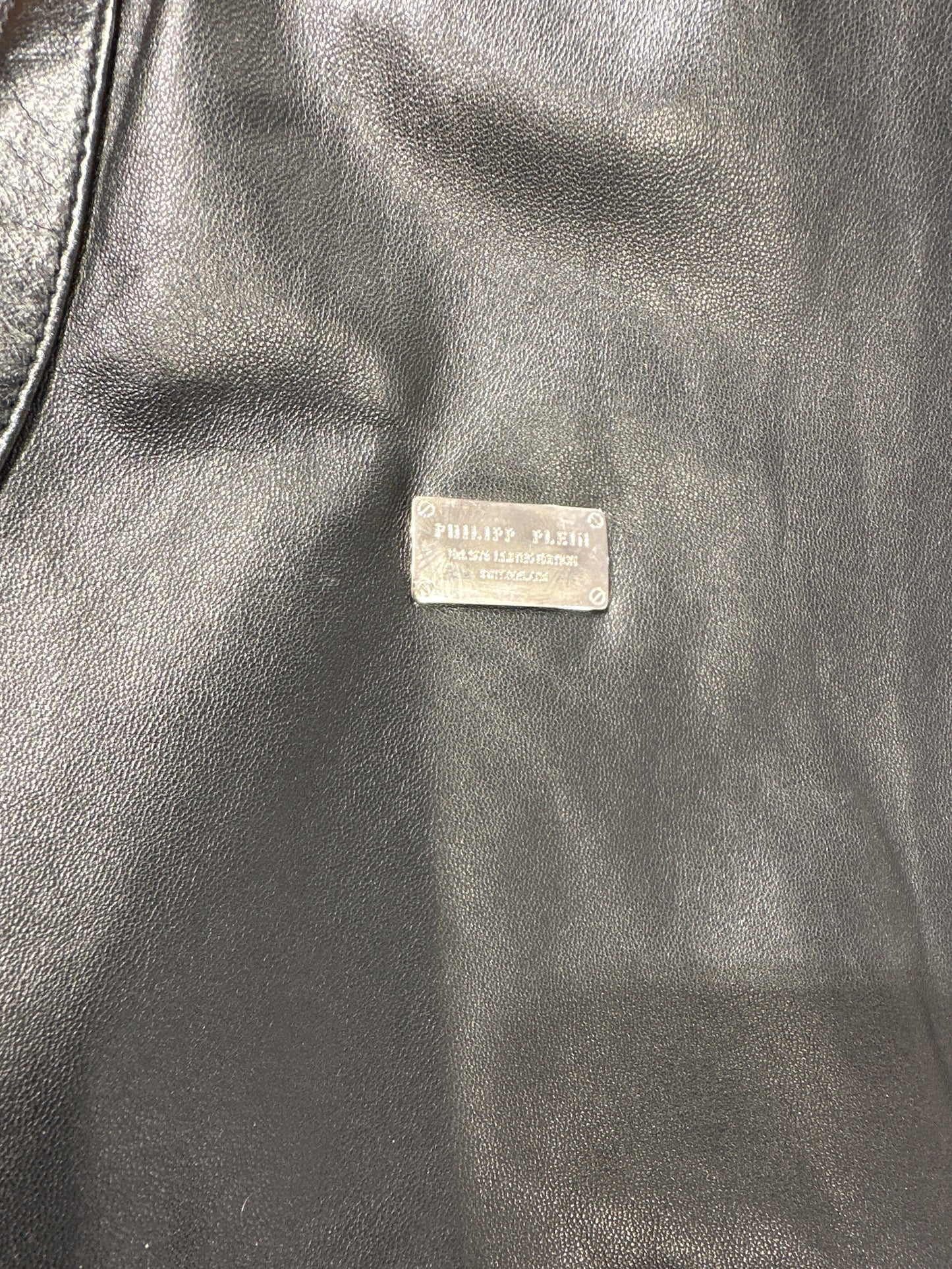 Philipp Plein Lederjacke Unisex 14 Jahre Schwarz Logo