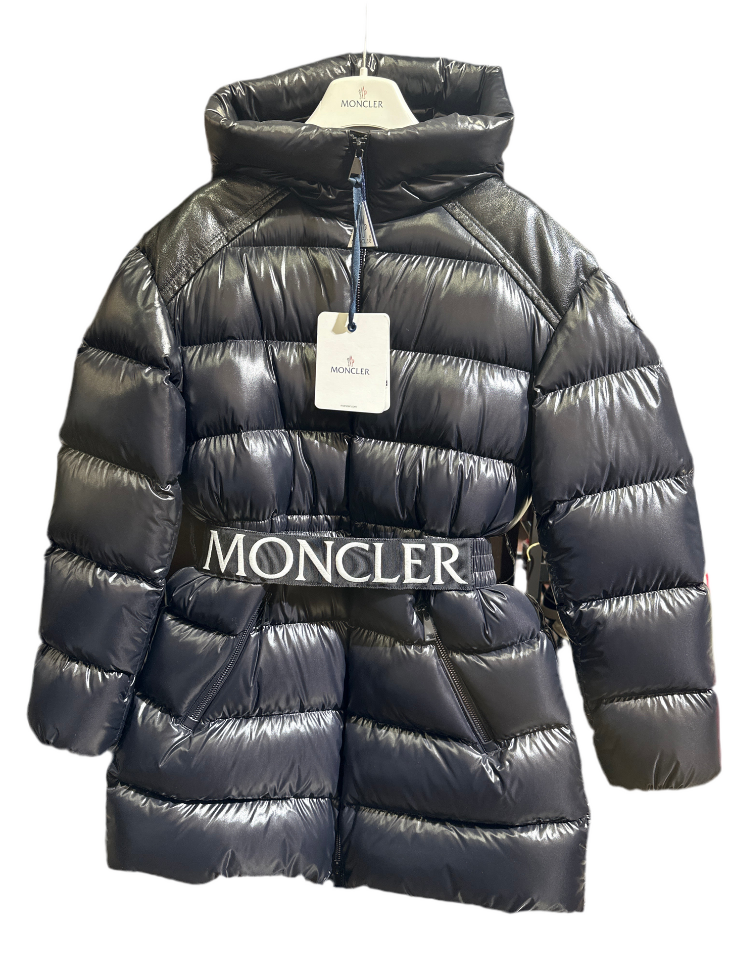 Moncler Daunenmantel Mädchen 12J 152cm Schwarz Vorderansicht