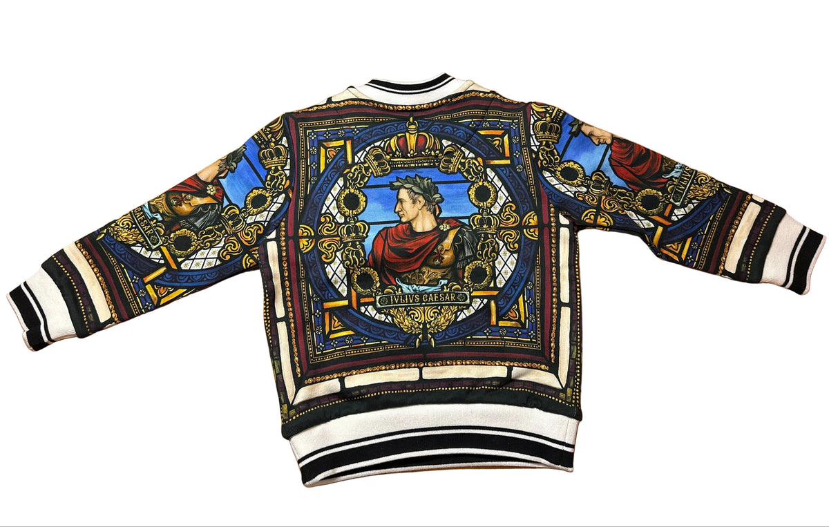 Dolce&Gabbana Designer-Sweater Unisex, 2 Jahre, mehrfarbig mit Julius-Caesar-Motivs, Rückansicht
