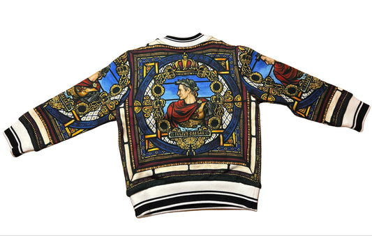 Dolce&Gabbana Designer-Sweater Unisex, 2 Jahre, mehrfarbig mit Julius-Caesar-Motivs, Rückansicht